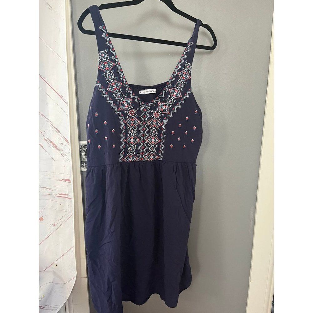 Maurices size 3 3x blue embroidered fit and flare dress